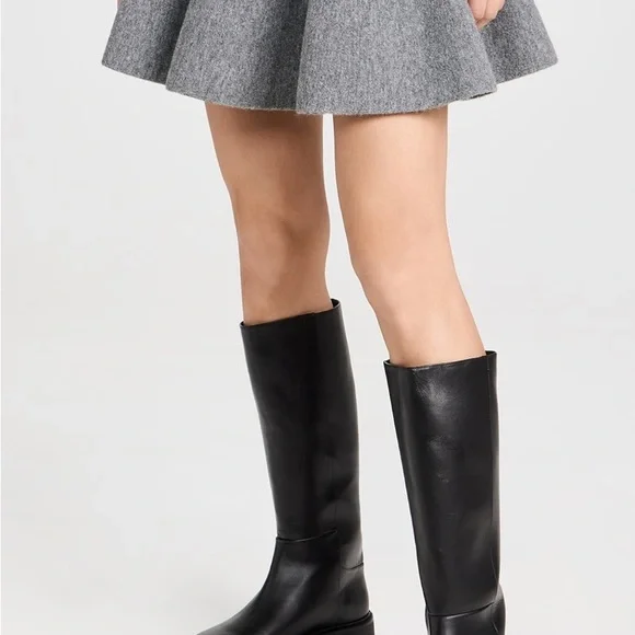 New Black Suede Studio Harper Knee High Lugsole Slip On Boots Size